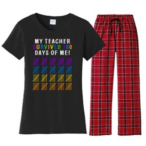 My Teacher Survived 100 Days Of Me Funny Women's Flannel Pajama Set