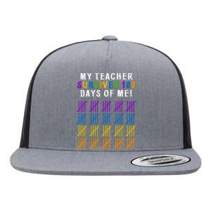 My Teacher Survived 100 Days Of Me Funny Flat Bill Trucker Hat