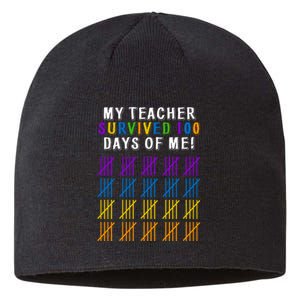 My Teacher Survived 100 Days Of Me Funny Sustainable Beanie