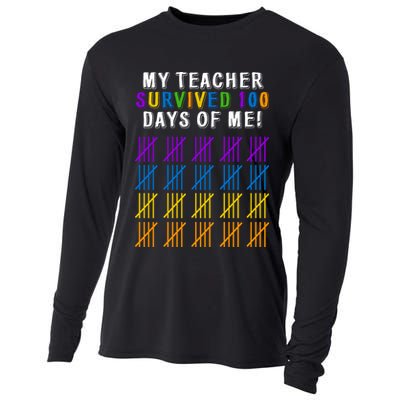 My Teacher Survived 100 Days Of Me Funny Cooling Performance Long Sleeve Crew