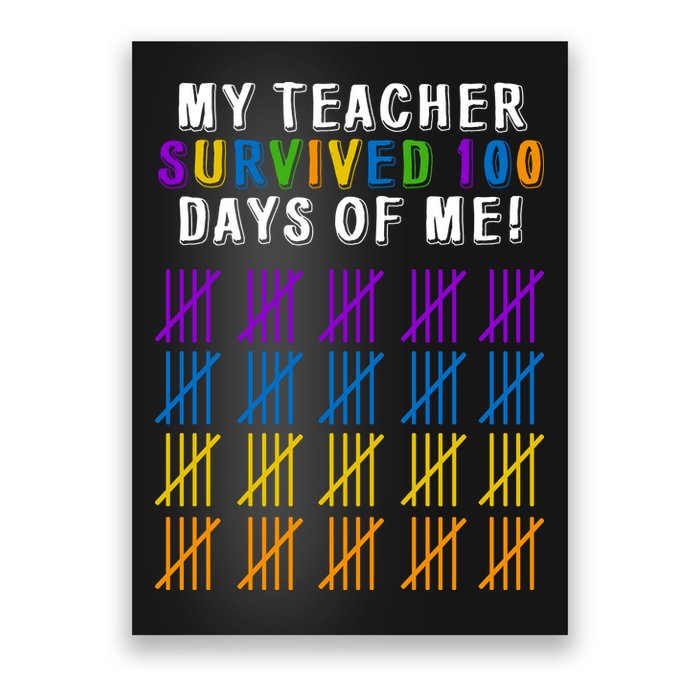 My Teacher Survived 100 Days Of Me Funny Poster