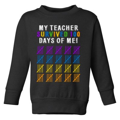 My Teacher Survived 100 Days Of Me Funny Toddler Sweatshirt