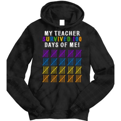 My Teacher Survived 100 Days Of Me Funny Tie Dye Hoodie