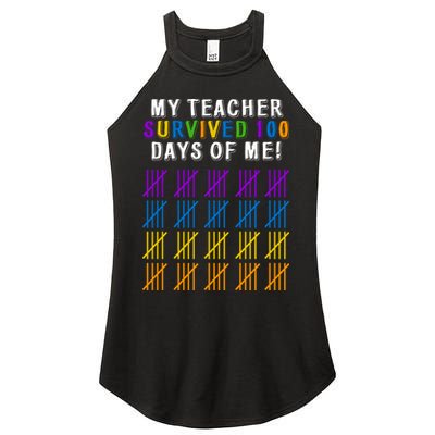 My Teacher Survived 100 Days Of Me Funny Women's Perfect Tri Rocker Tank