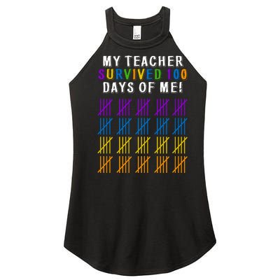 My Teacher Survived 100 Days Of Me Funny Women’s Perfect Tri Rocker Tank