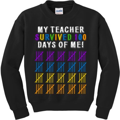 My Teacher Survived 100 Days Of Me Funny Kids Sweatshirt