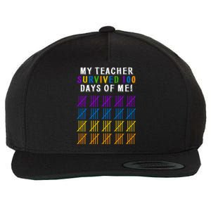 My Teacher Survived 100 Days Of Me Funny Wool Snapback Cap