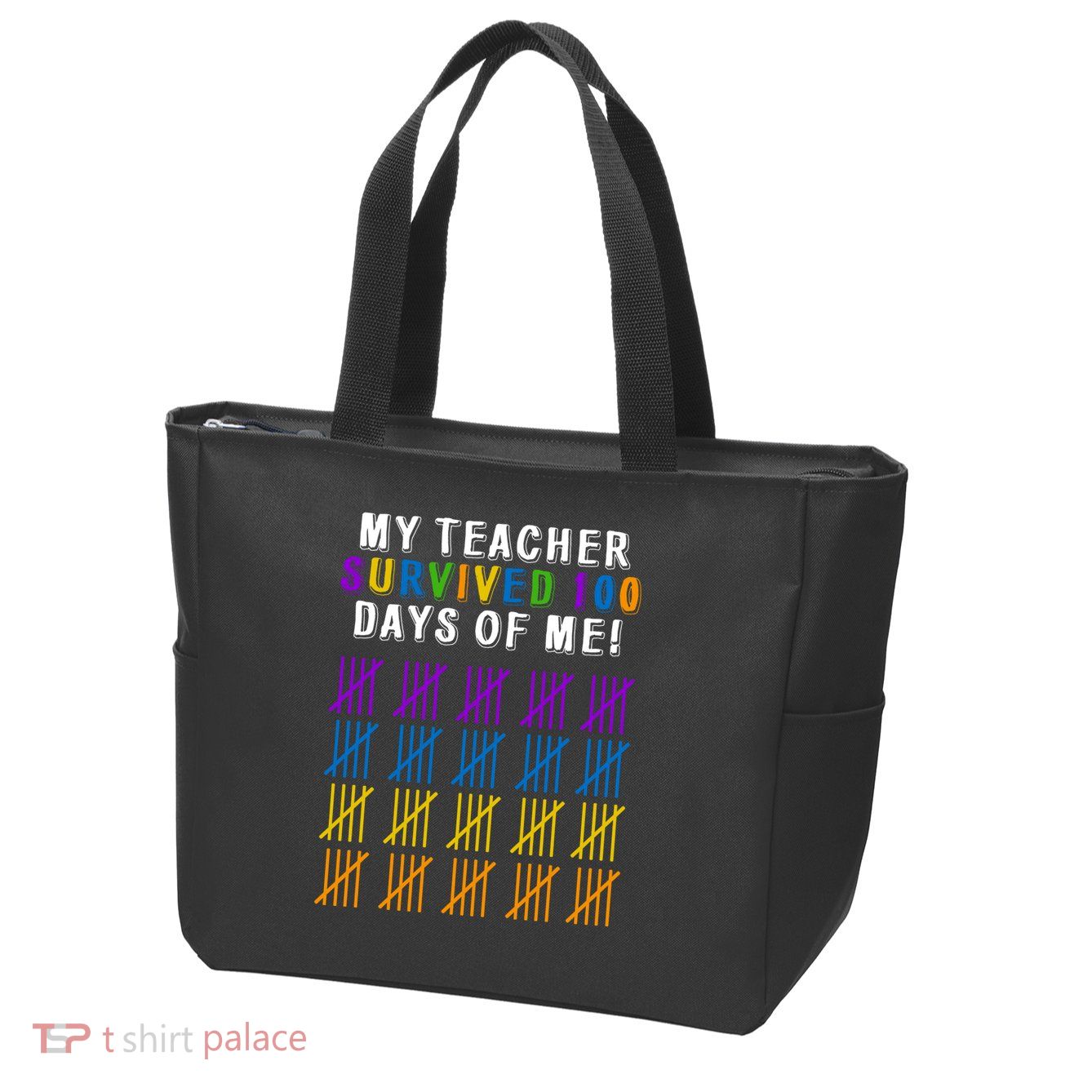 My Teacher Survived 100 Days Of Me Funny Zip Tote Bag