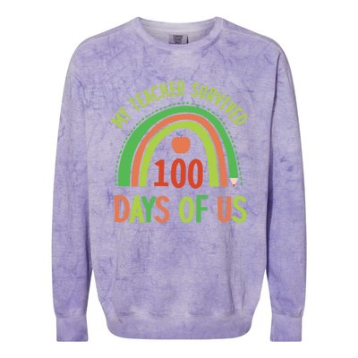 My Teacher Survived 100 Days Of Us 100 Days Of School Gift Colorblast Crewneck Sweatshirt