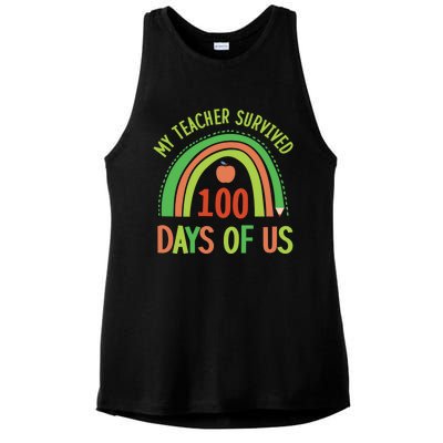 My Teacher Survived 100 Days Of Us 100 Days Of School Gift Ladies PosiCharge Tri-Blend Wicking Tank