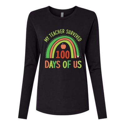 My Teacher Survived 100 Days Of Us 100 Days Of School Gift Womens Cotton Relaxed Long Sleeve T-Shirt