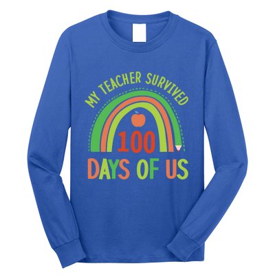 My Teacher Survived 100 Days Of Us 100 Days Of School Gift Long Sleeve Shirt