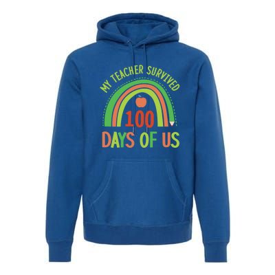 My Teacher Survived 100 Days Of Us 100 Days Of School Gift Premium Hoodie