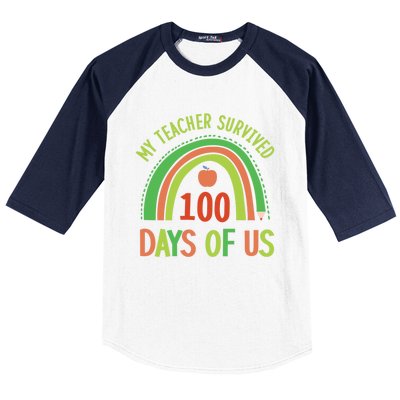 My Teacher Survived 100 Days Of Us 100 Days Of School Gift Baseball Sleeve Shirt