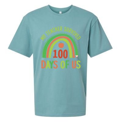 My Teacher Survived 100 Days Of Us 100 Days Of School Gift Sueded Cloud Jersey T-Shirt