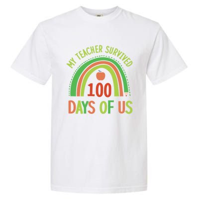 My Teacher Survived 100 Days Of Us 100 Days Of School Gift Garment-Dyed Heavyweight T-Shirt