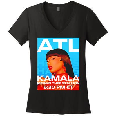 Megan Thee Stallion Set To Perform In Atlanta For Kamala Women's V-Neck T-Shirt