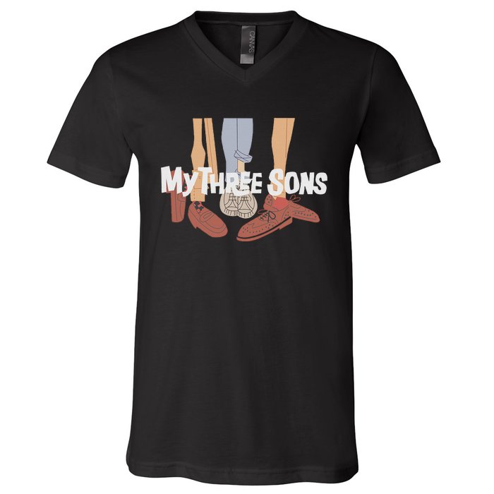 My Three Sons Shoes Retro Lover Gift V-Neck T-Shirt