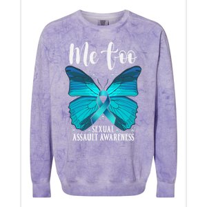 Me Too Sexual Assault Awareness Teal Butterfly Great Gift Colorblast Crewneck Sweatshirt