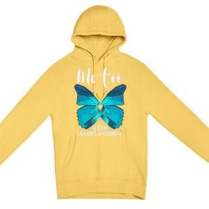 Me Too Sexual Assault Awareness Teal Butterfly Great Gift Premium Pullover Hoodie