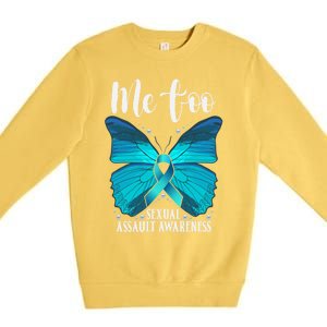 Me Too Sexual Assault Awareness Teal Butterfly Great Gift Premium Crewneck Sweatshirt