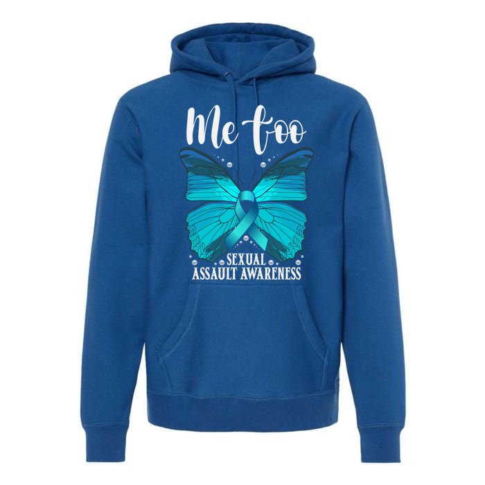 Me Too Sexual Assault Awareness Teal Butterfly Great Gift Premium Hoodie