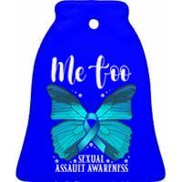 Me Too Sexual Assault Awareness Teal Butterfly Great Gift Ceramic Bell Ornament