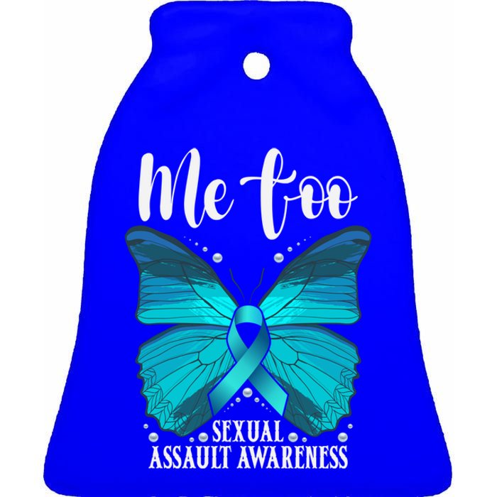 Me Too Sexual Assault Awareness Teal Butterfly Great Gift Ceramic Bell Ornament