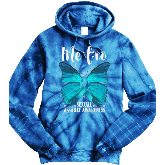 Me Too Sexual Assault Awareness Teal Butterfly Great Gift Tie Dye Hoodie