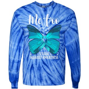 Me Too Sexual Assault Awareness Teal Butterfly Great Gift Tie-Dye Long Sleeve Shirt