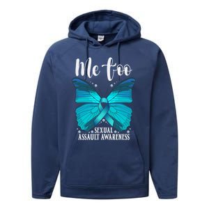 Me Too Sexual Assault Awareness Teal Butterfly Great Gift Performance Fleece Hoodie