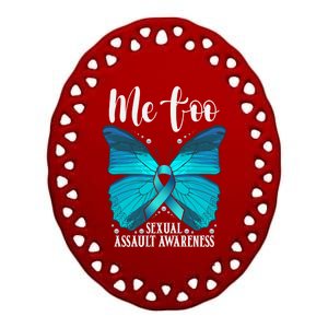 Me Too Sexual Assault Awareness Teal Butterfly Great Gift Ceramic Oval Ornament