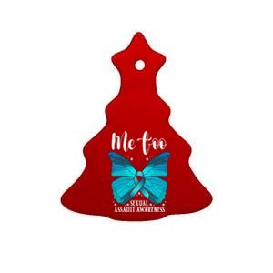 Me Too Sexual Assault Awareness Teal Butterfly Great Gift Ceramic Tree Ornament