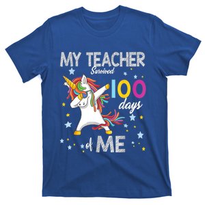 My Teacher Survived 100 Days Of Me 100th Day School Unicorn Gift T-Shirt