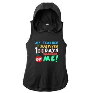 My Teacher Survived 100 Days Of Me Funny School Ladies PosiCharge Tri-Blend Wicking Draft Hoodie Tank