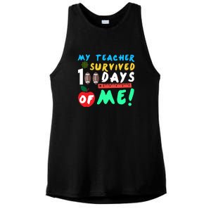 My Teacher Survived 100 Days Of Me Funny School Ladies PosiCharge Tri-Blend Wicking Tank