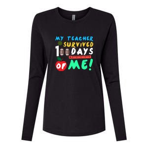 My Teacher Survived 100 Days Of Me Funny School Womens Cotton Relaxed Long Sleeve T-Shirt