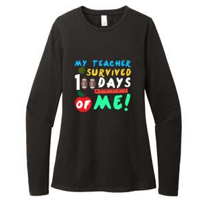 My Teacher Survived 100 Days Of Me Funny School Womens CVC Long Sleeve Shirt