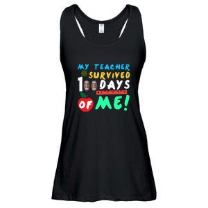 My Teacher Survived 100 Days Of Me Funny School Ladies Essential Flowy Tank