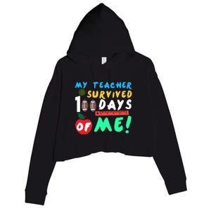 My Teacher Survived 100 Days Of Me Funny School Crop Fleece Hoodie