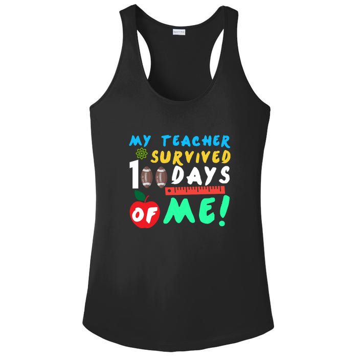 My Teacher Survived 100 Days Of Me Funny School Ladies PosiCharge Competitor Racerback Tank