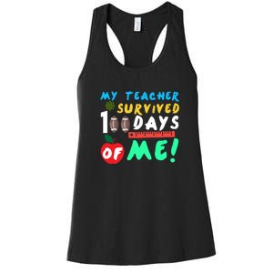 My Teacher Survived 100 Days Of Me Funny School Women's Racerback Tank