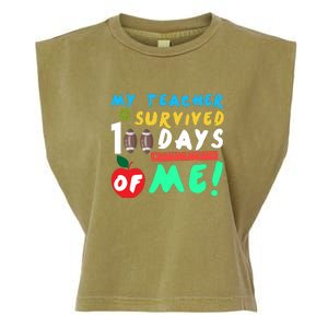 My Teacher Survived 100 Days Of Me Funny School Garment-Dyed Women's Muscle Tee