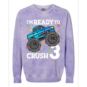 Monster Truck Shark 3rd Birthday Boy 3 Three Colorblast Crewneck Sweatshirt