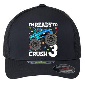 Monster Truck Shark 3rd Birthday Boy 3 Three Flexfit Unipanel Trucker Cap