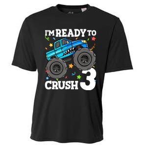 Monster Truck Shark 3rd Birthday Boy 3 Three Cooling Performance Crew T-Shirt