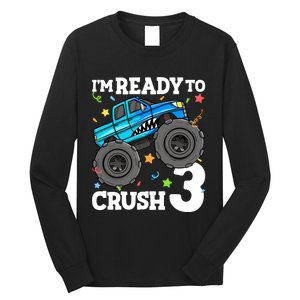 Monster Truck Shark 3rd Birthday Boy 3 Three Long Sleeve Shirt