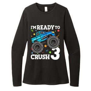 Monster Truck Shark 3rd Birthday Boy 3 Three Womens CVC Long Sleeve Shirt