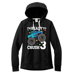 Monster Truck Shark 3rd Birthday Boy 3 Three Women's Fleece Hoodie