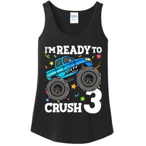 Monster Truck Shark 3rd Birthday Boy 3 Three Ladies Essential Tank